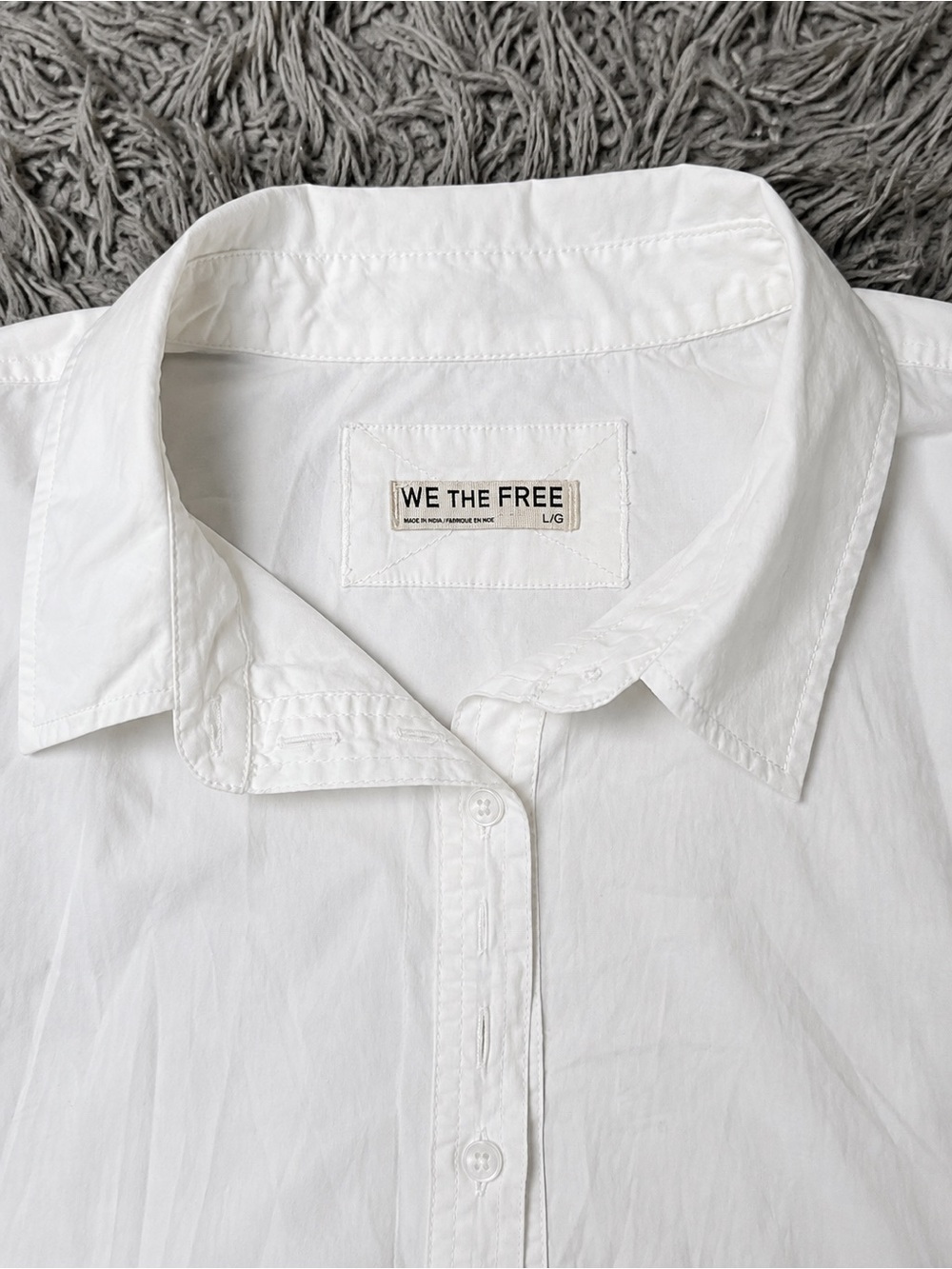 We The Free Free People White Short Sleeve Button-Up Shirt – Women’s L